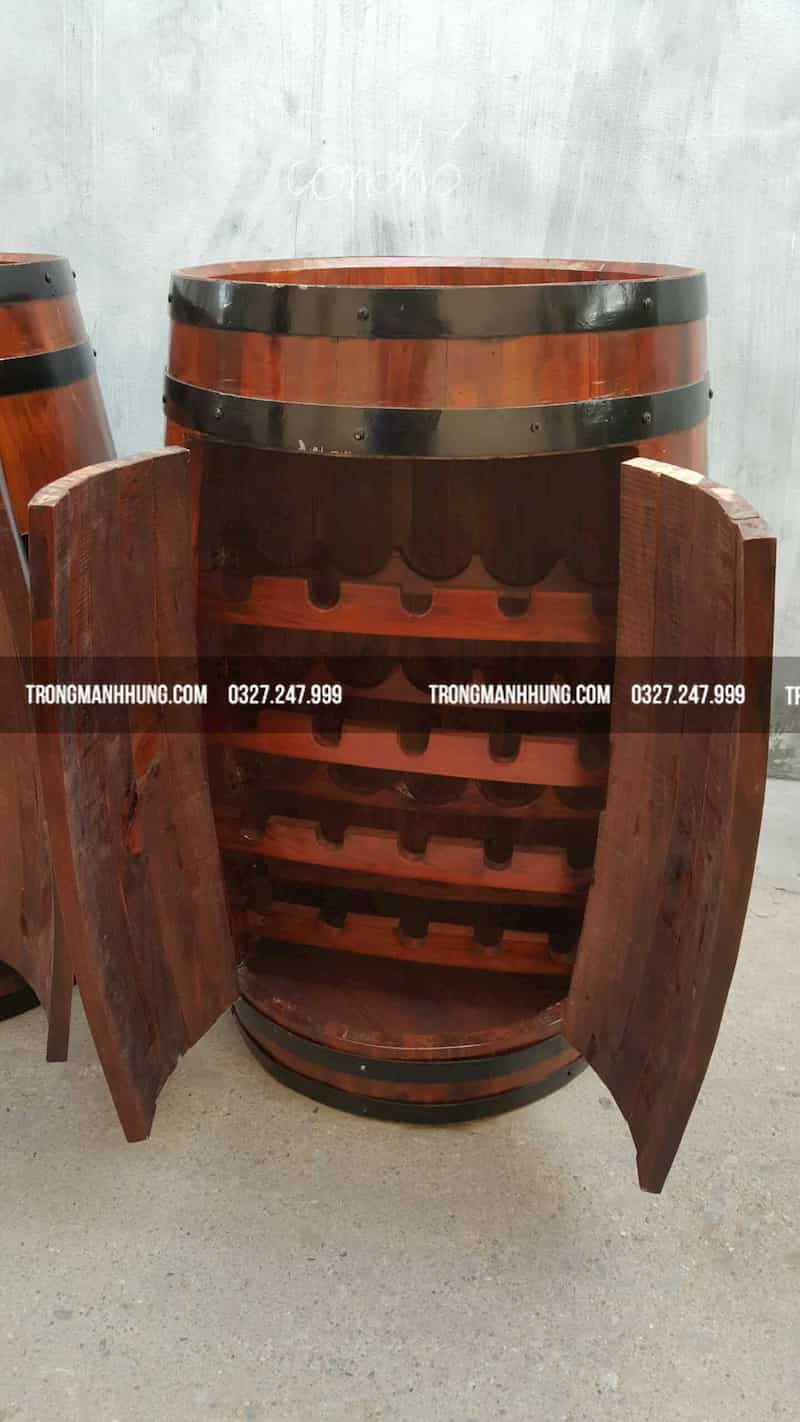 thùng rượu trang trí gỗ sồi
