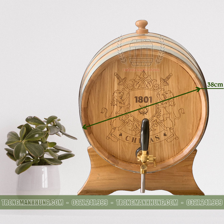Thùng gỗ sồi nhập khẩu 50L tiêu chuẩn Châu Âu tạo rượu ngon nức tiếng